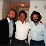 Herb, Chris, David Grisman backstage at the Universal Ampitheatre, Dan Fogelberg Tour 1984